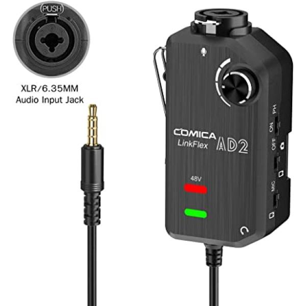 COMICA LINKFLEX AD2 XLR/6.35mm وصلة تحويل من كوميكا لتوصيل صوت المكسر أو الأوكس أو المايك العادي  إلى الجوال او الكاميرا لتسجيل الصوت من الممكن استخدامها للبث المباشر على وسائل التواصل الاجتماعي او التعليم عن بعد